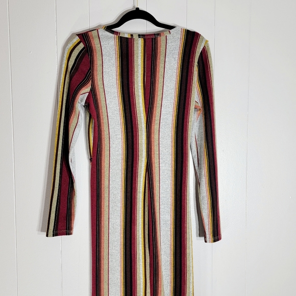 4/$20 Superfoxx Multicolor Striped Long Sleeve Midi Dress Small - Picture 7 of 8
